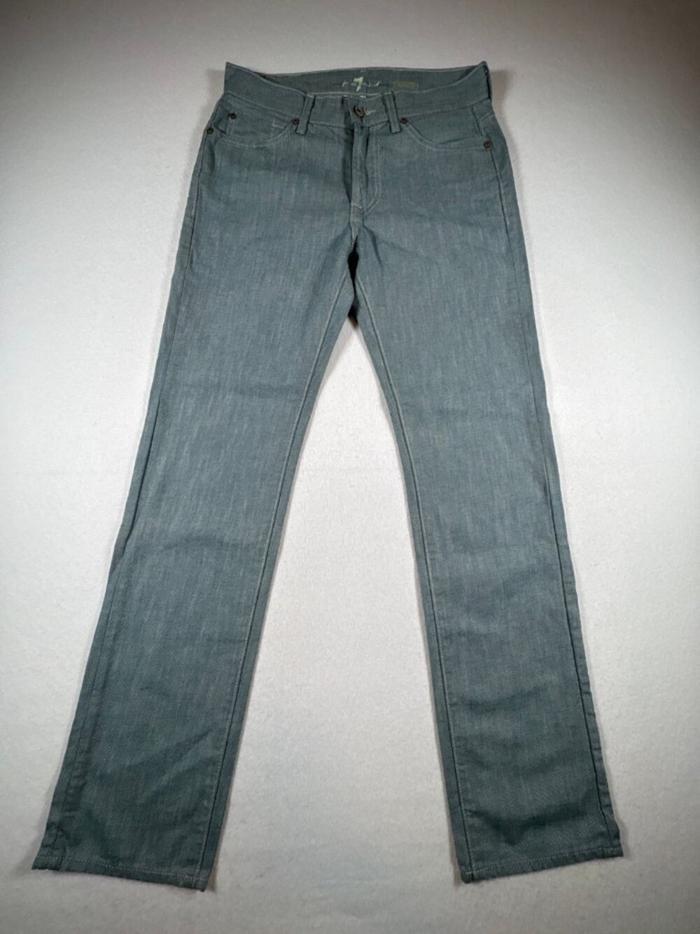 7 For All Mankind Slimmy Jeans Mens 30 Sage Green Denim Five-Pocket Streetwear